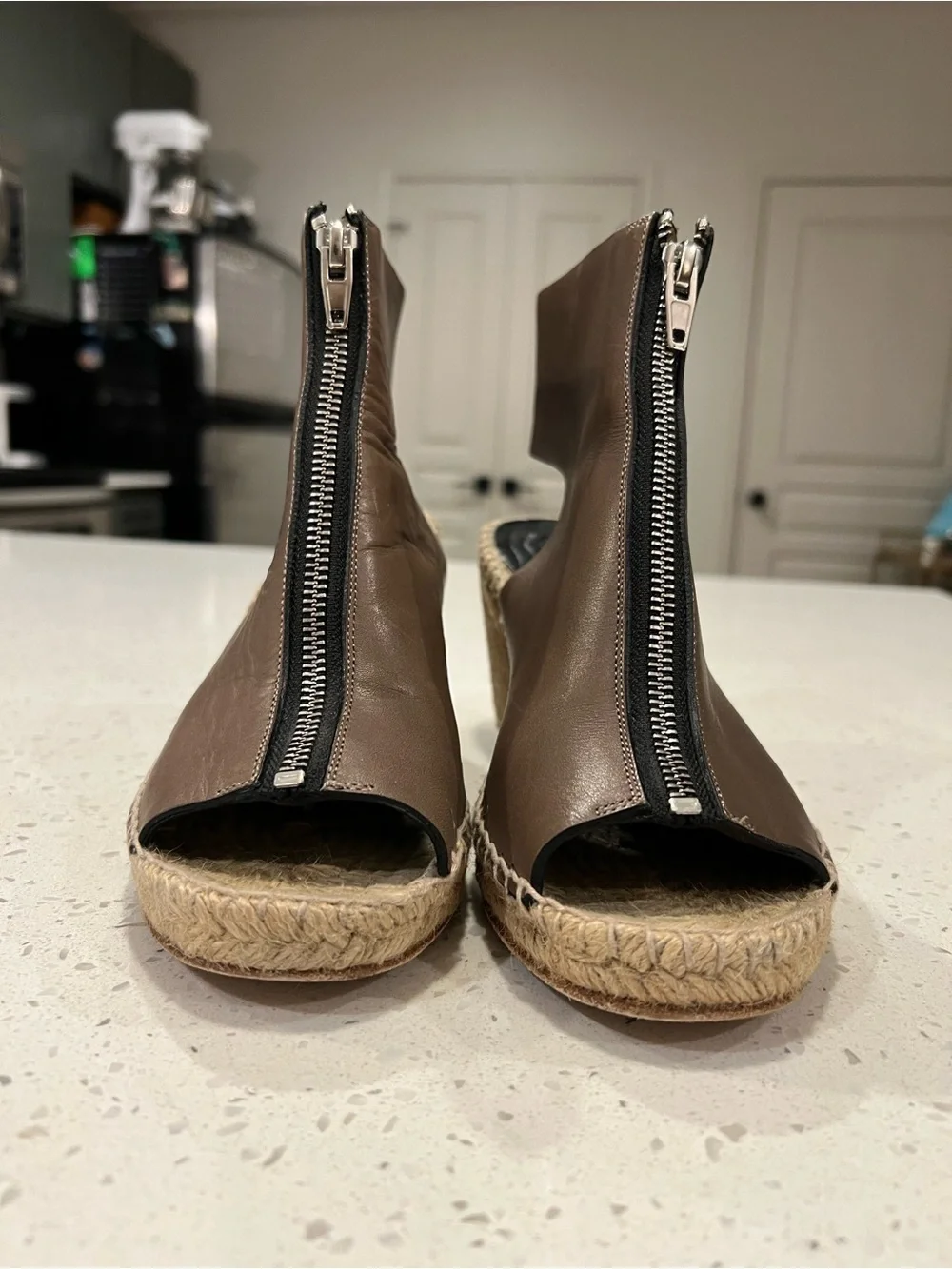 Celine Paris Brown Leather Espadrille Wedge Sandals EU 39
